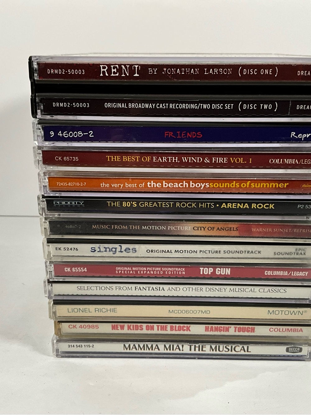 12 Cd Lot Soundtracks Pop Type Artists Like Rent, Beach Boys, Etc.